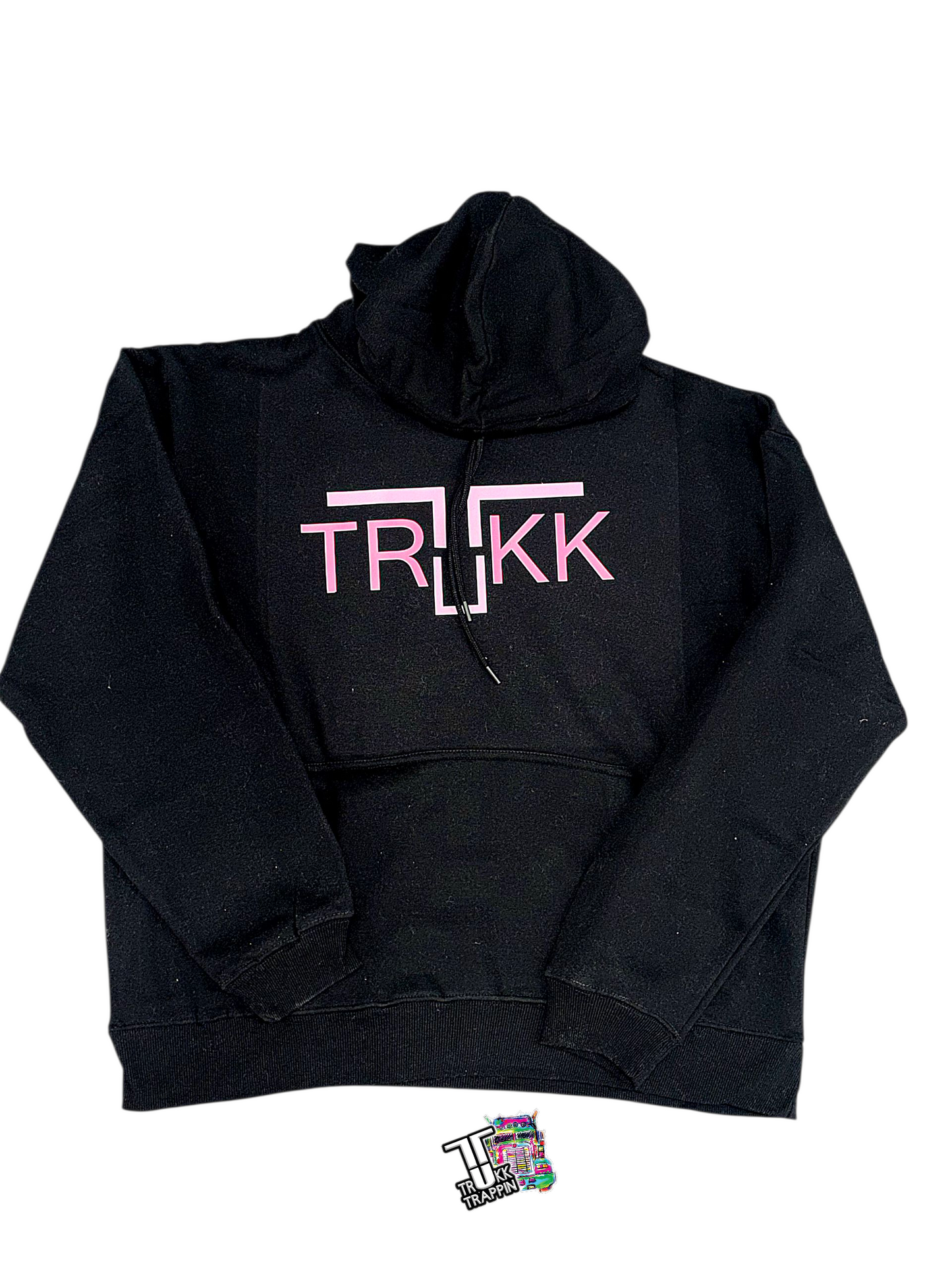 Black With Pink Logo Hoodie