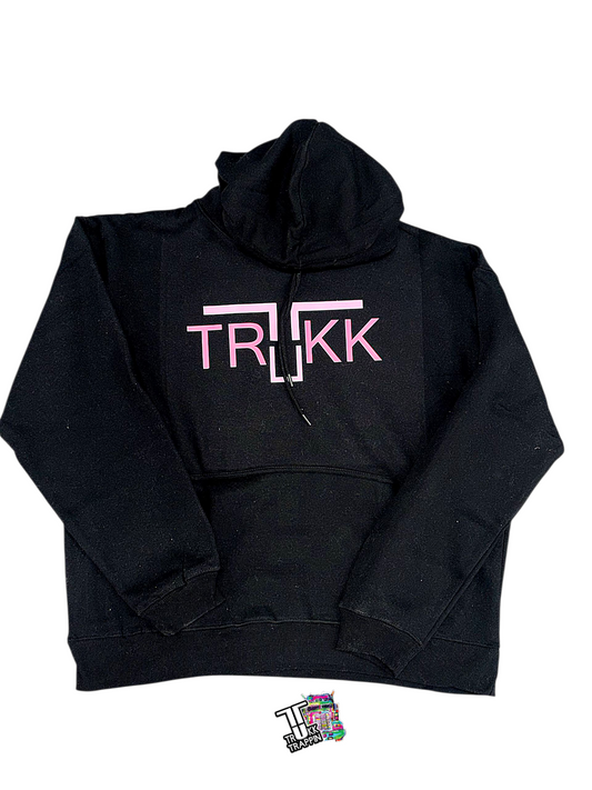 Black With Pink Logo Hoodie